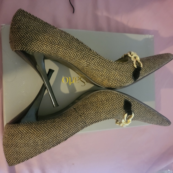 New Dollhouse Houndstooth Heels Woman Size 6.5 4" Pointed Toe Heels - Picture 2 of 4